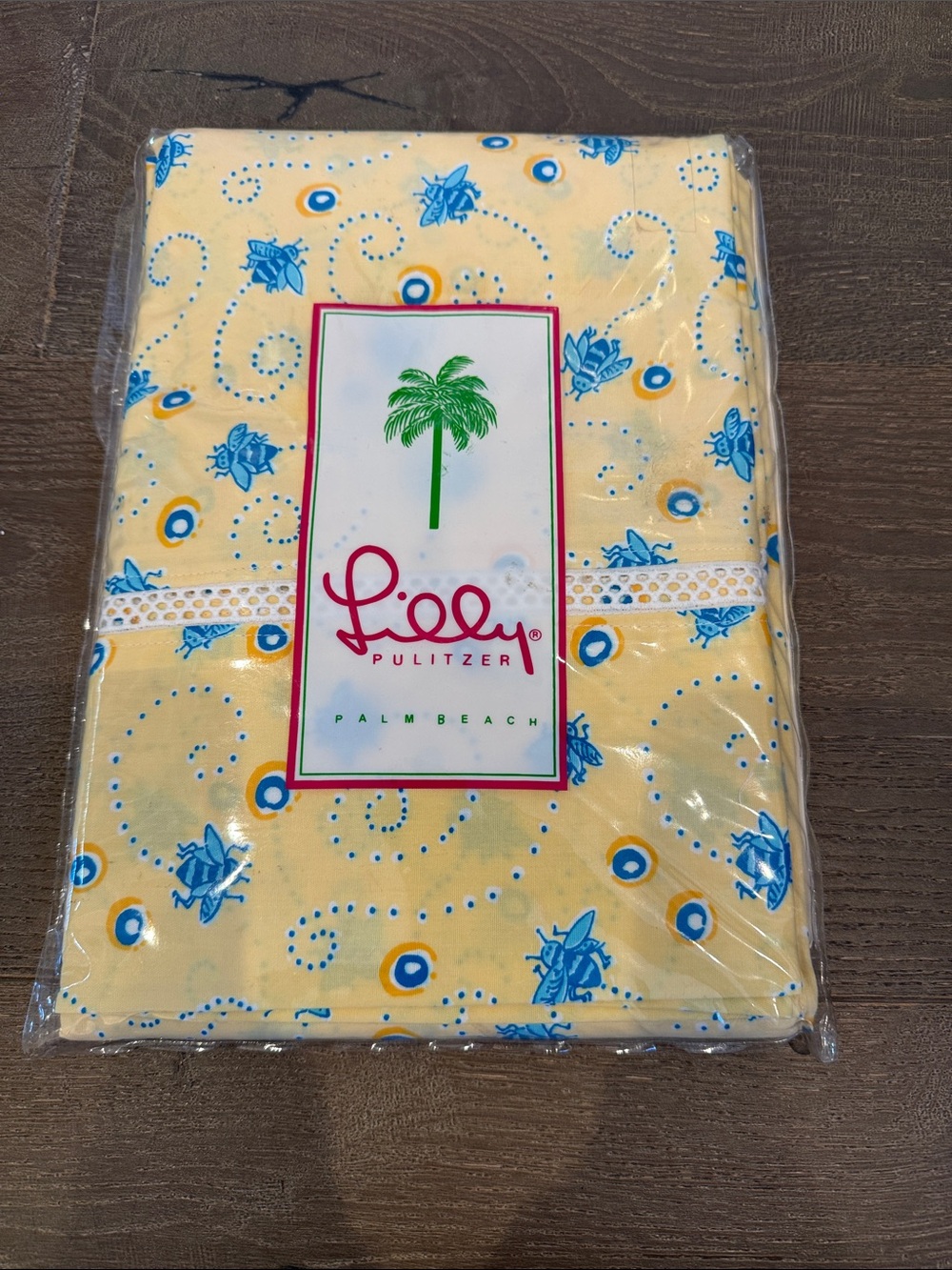 Lilly Pulitzer Yellow Pillow Cases with Blue Floral Accents